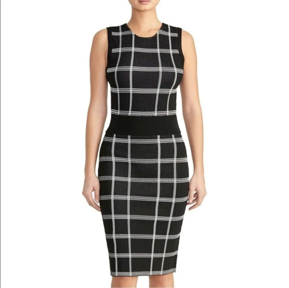 Rachel Roy Knit Cutout Dress size Small Windowpane Bodycon - Picture 9 of 9